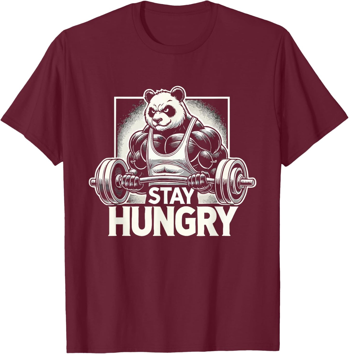 Panda - Anime Bodybuilding Gym Workout Fitness Motivation T-Shirt - T-Shirt | Maroon