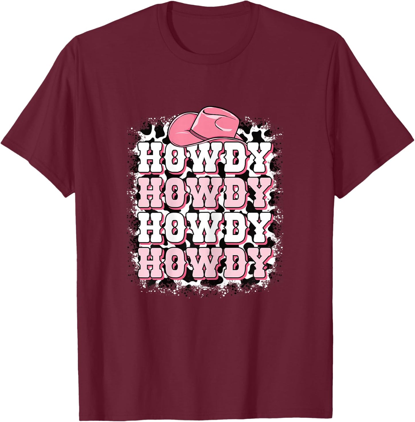 Howdy Western Country Cowgirl Rodeo Women Girls T-Shirt - T-Shirt | Maroon