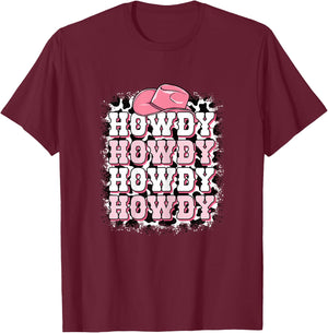 Howdy Western Country Cowgirl Rodeo Women Girls T-Shirt - T-Shirt | Maroon