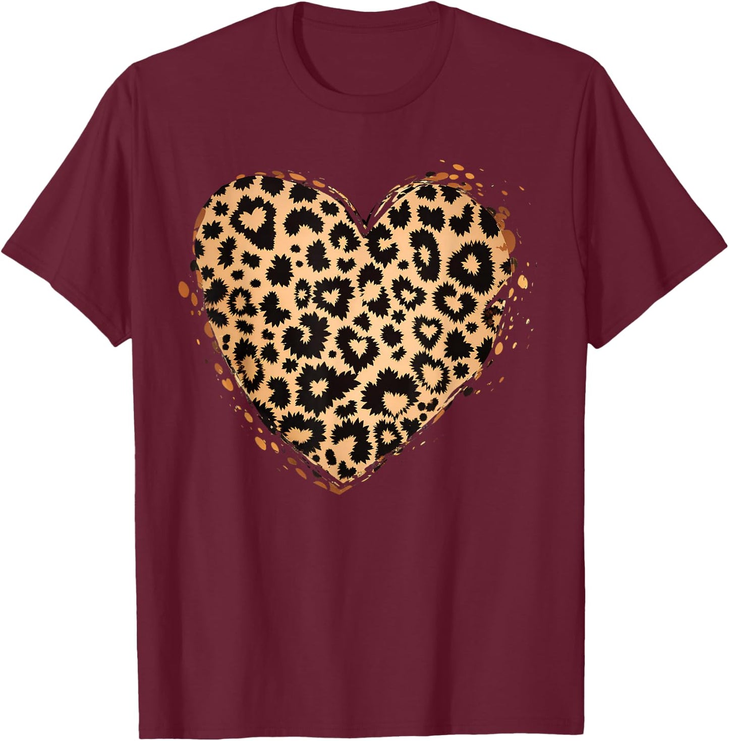 Gepard Leopard Herz Mädchen Tierdruck T-Shirt - T-Shirt | Maroon