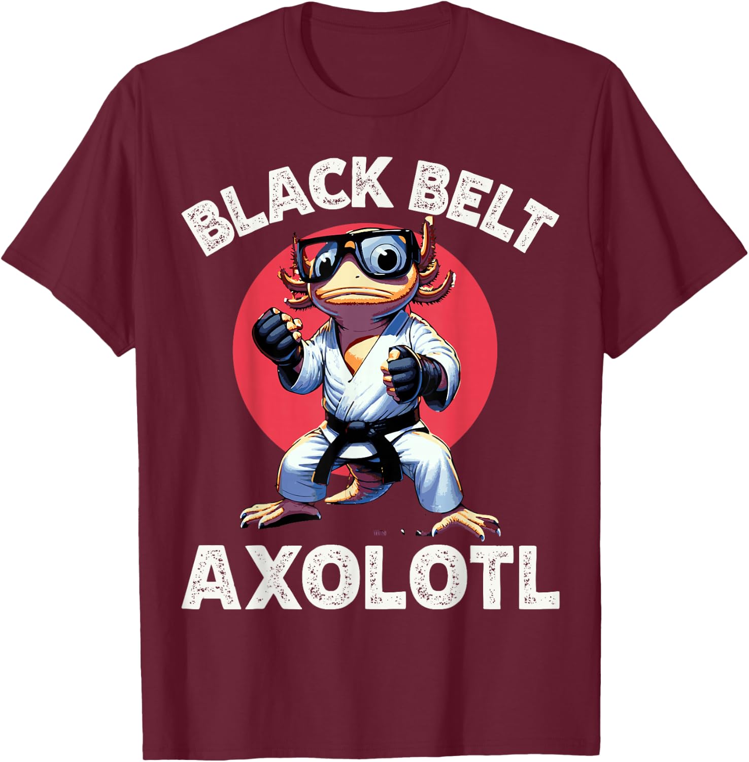 Kawaii Axolotl Black Belt Karate Martial Arts Cute Kids T-Shirt - T-Shirt | Maroon