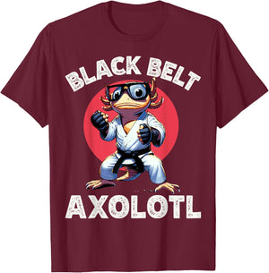 Kawaii Axolotl Black Belt Karate Martial Arts Cute Kids T-Shirt - T-Shirt | Maroon