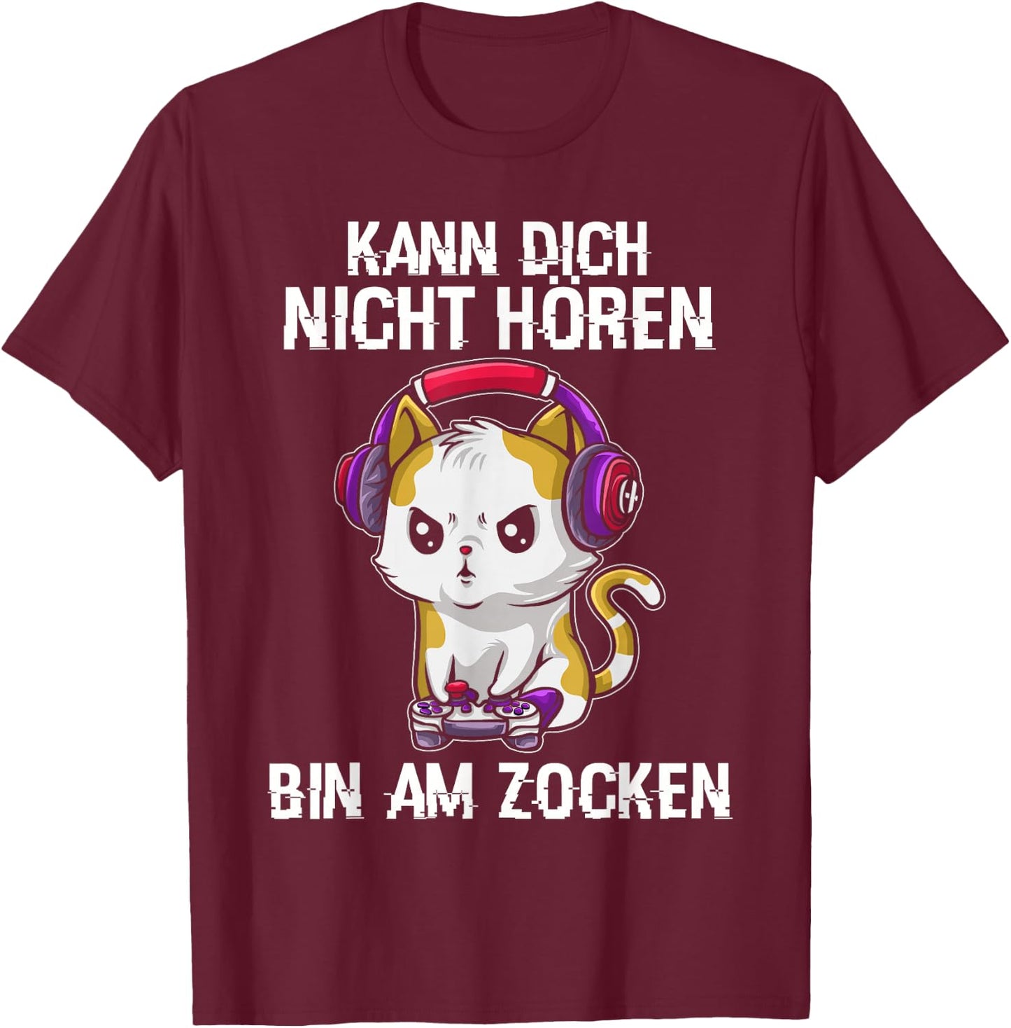 Gaming Geschenk Zocken Gaming Controller Zocker Lustig Herren RPG Schwarz S EU Klein T-Shirt - T-Shirt | Maroon