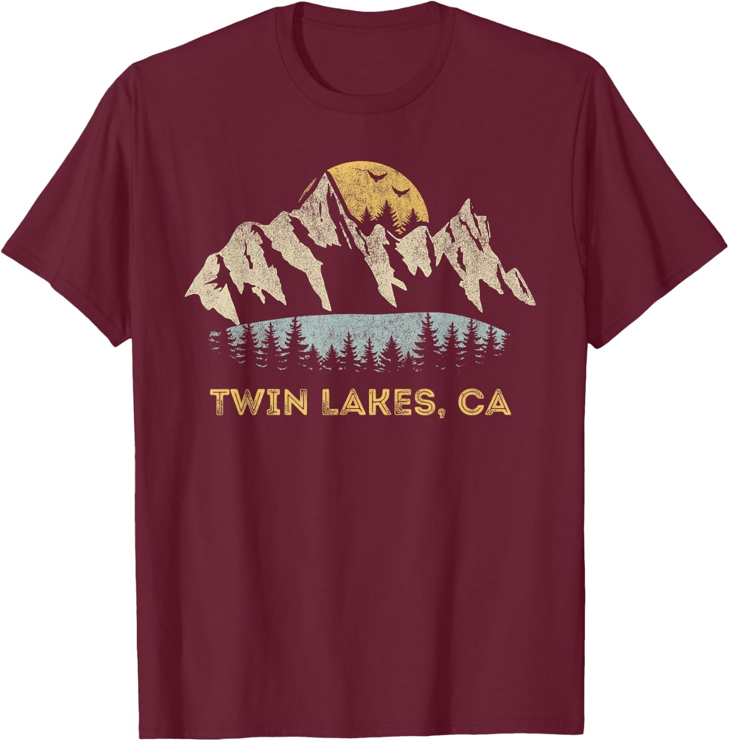 Twin Lakes California Mountain Sunset Sunrise CA T-Shirt - T-Shirt | Maroon