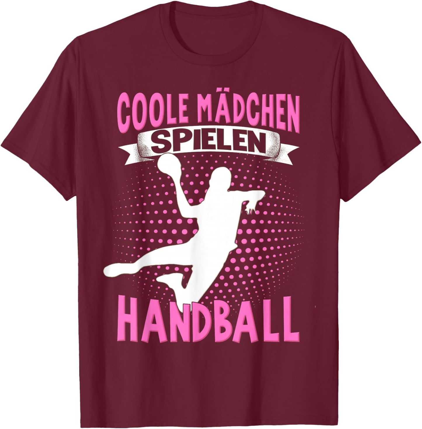 Handballer Women's Children's Cool Girls Playing Handball , black T-Shirt - T-Shirt | Maroon