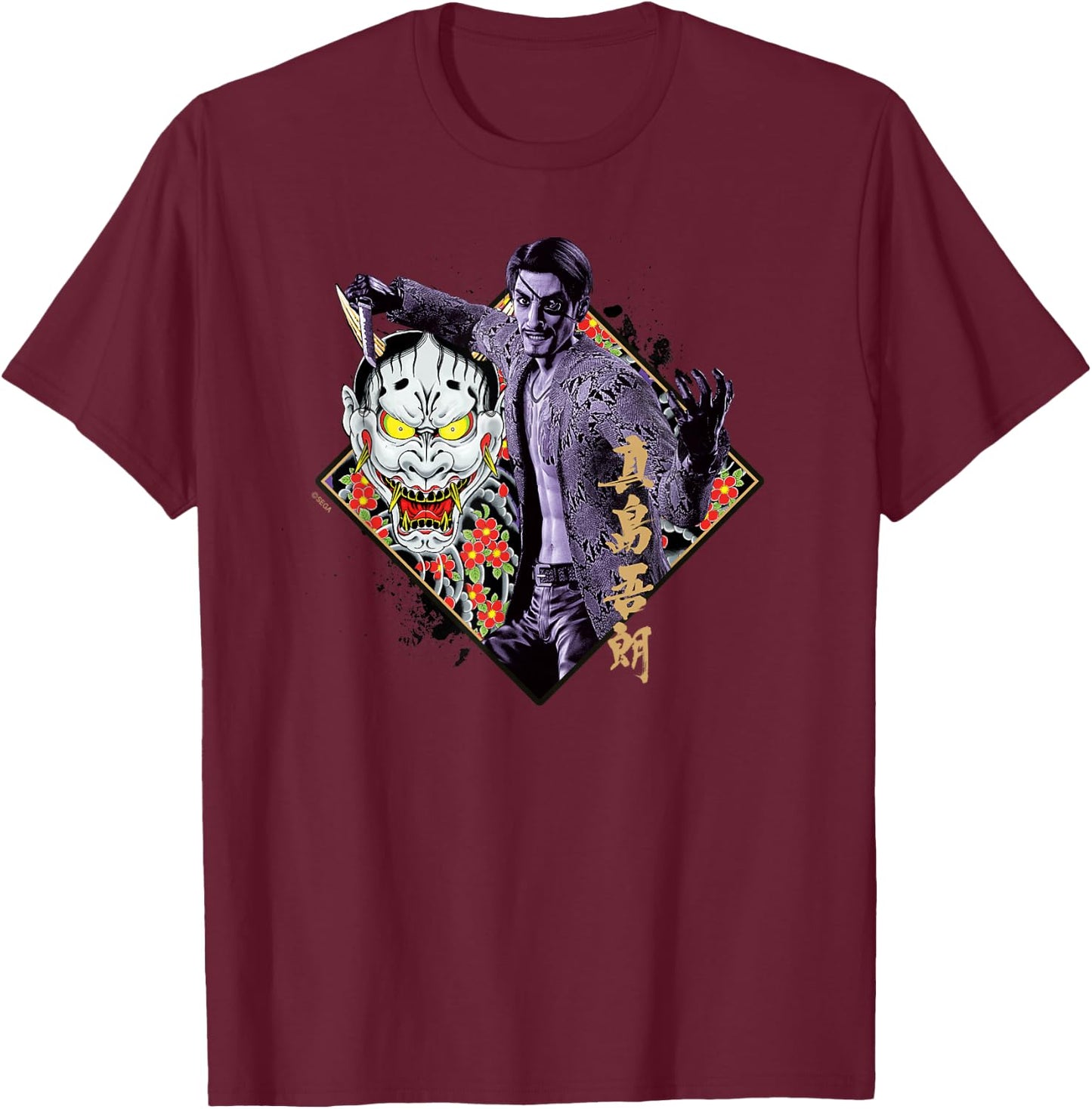 Like a Dragon & Yakuza Goro Majima T-Shirt - T-Shirt | Maroon