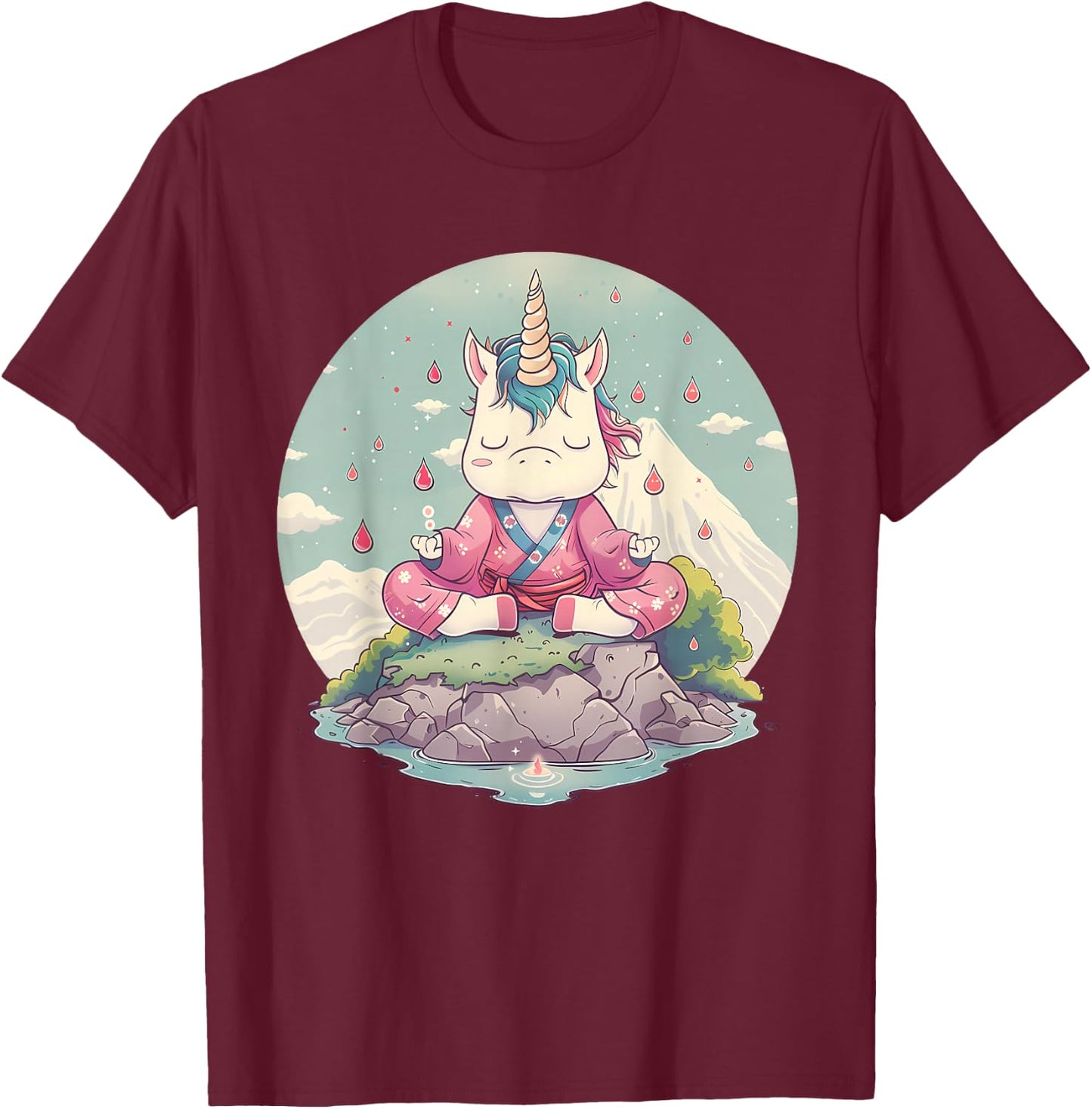 Meditation Unicorn Buddhist Hindu Zen Buddha Spirituality T-Shirt - T-Shirt | Maroon