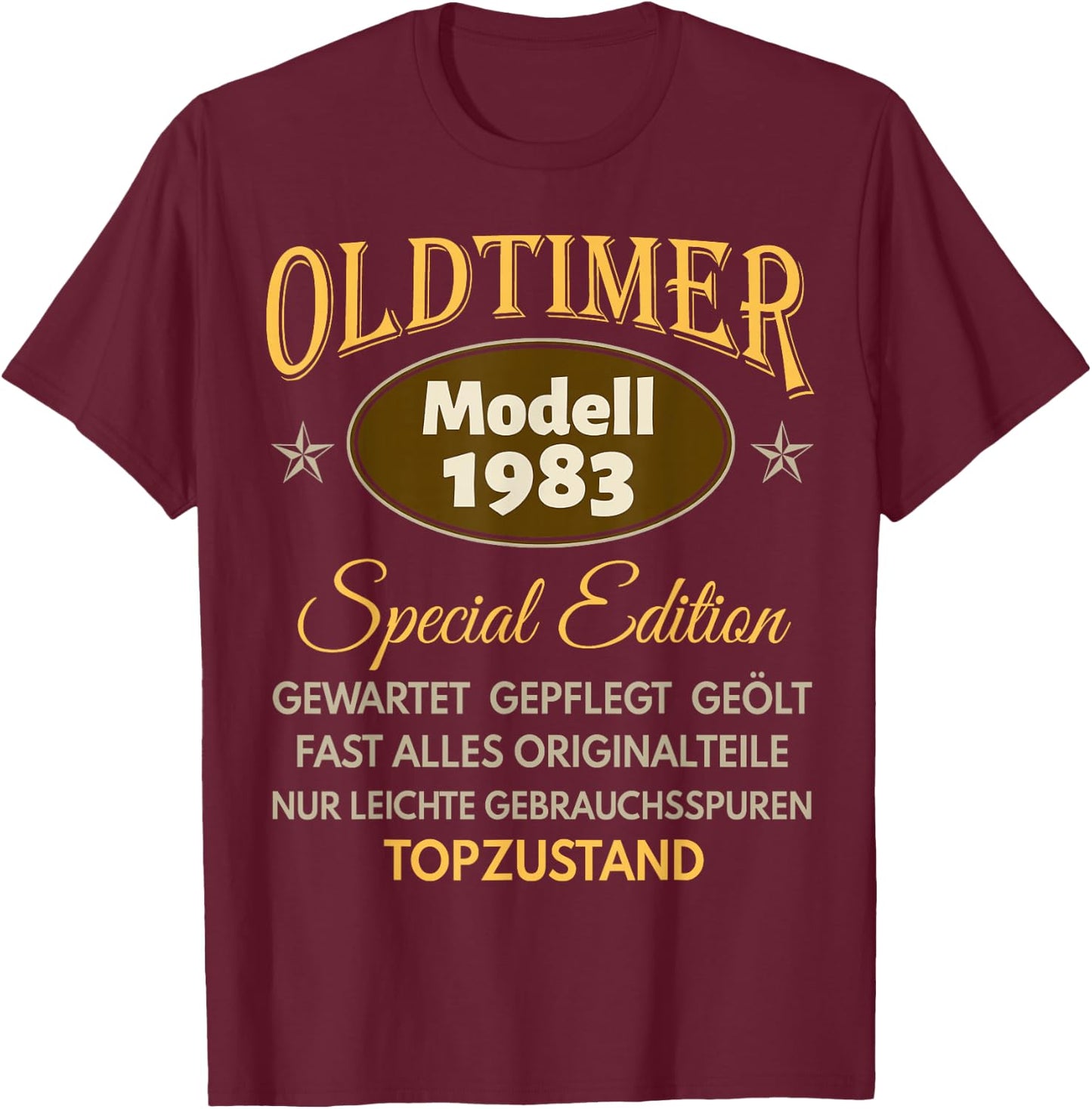 40th Birthday Man Woman 40 Years 1983 Decorative Funny Gift , black T-Shirt - T-Shirt | Maroon
