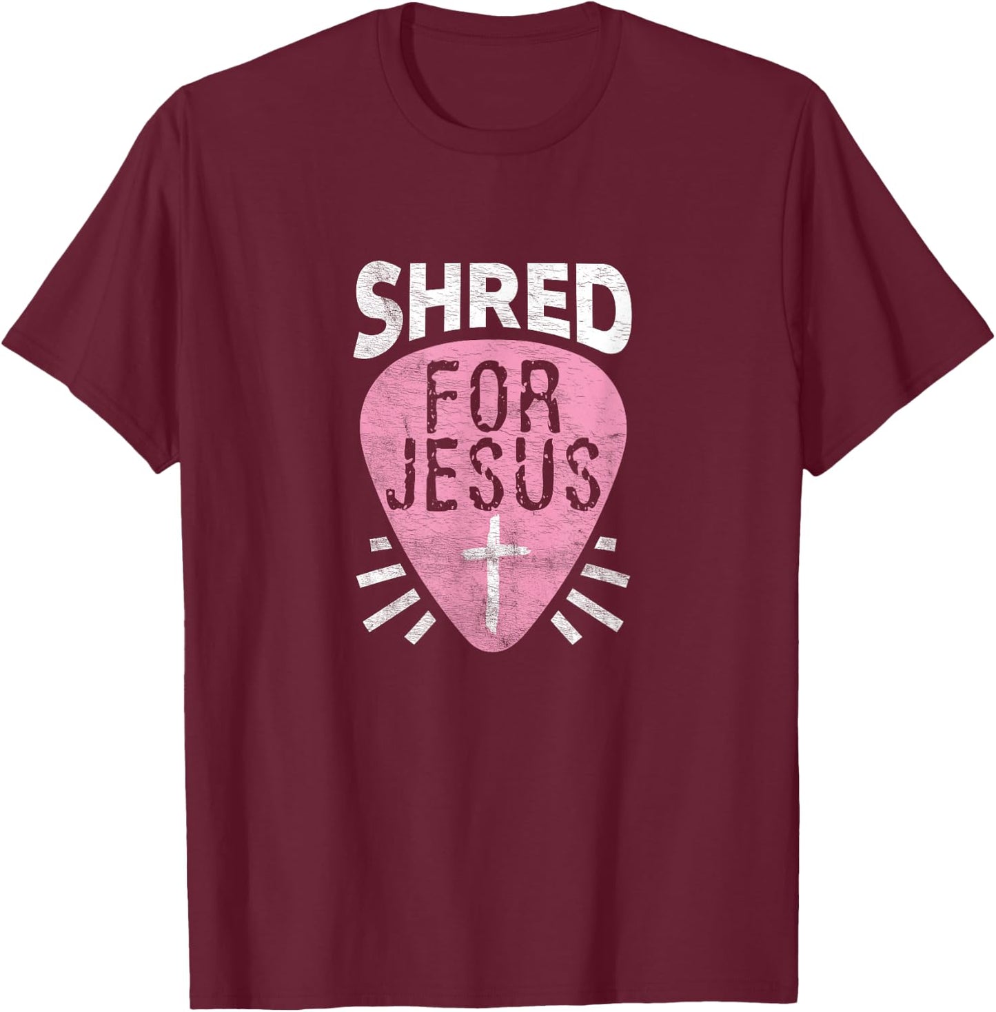 Shred For Jesus Christian Rock Heavy Metal Guitarist Guitar T-Shirt - T-Shirt | Maroon