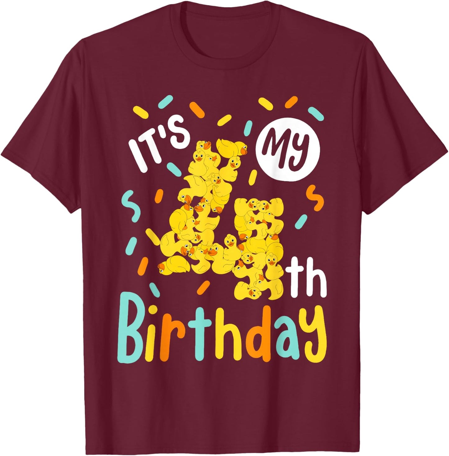 It's My 4th Birthday Rubber Duck Toddler 4 Year Old Birthday T-Shirt - T-Shirt | Maroon
