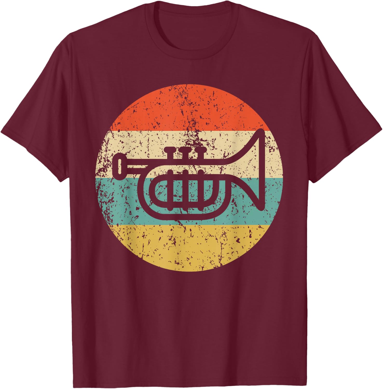 Trumpet Retro Style Music T-Shirt - T-Shirt | Maroon