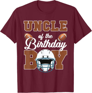 Uncle Of The Birthday Boy Football Party Family Matching T-Shirt - T-Shirt | Maroon