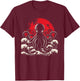 Horror Octopus Octopus Giant Octopus Japanese Waves Octopus T-Shirt - T-Shirt | Maroon