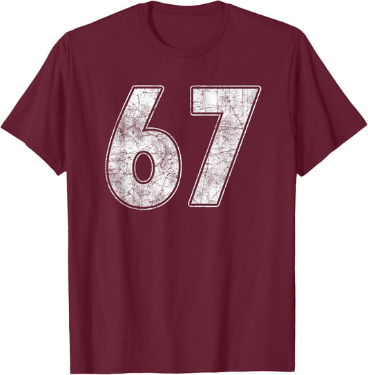 #67 Trikot Nummer 67 Uniform Größter Fan Lieblingsspieler T-Shirt - T-Shirt | Maroon