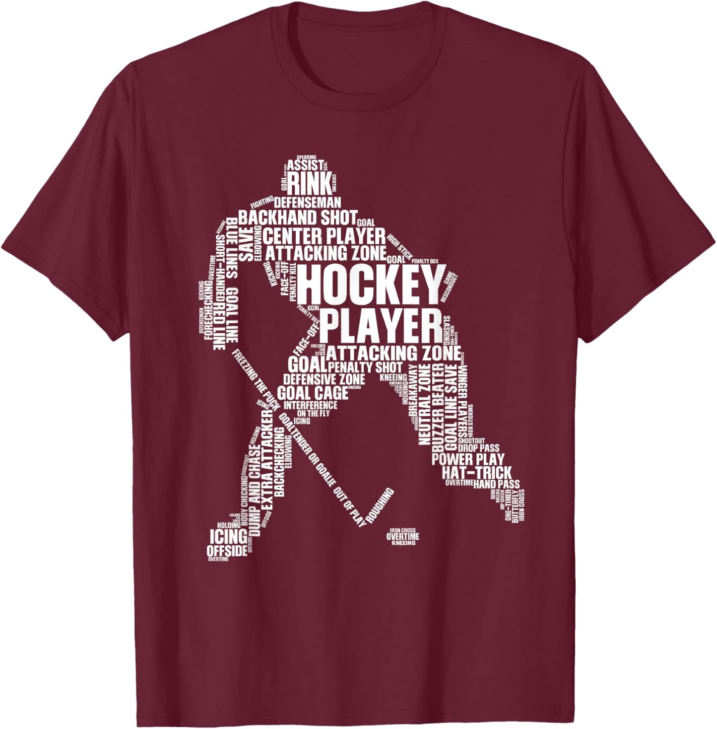 Cool Ice Hockey Art Women Boy Girl Ice Hockey Player T-Shirt - T-Shirt | Maroon