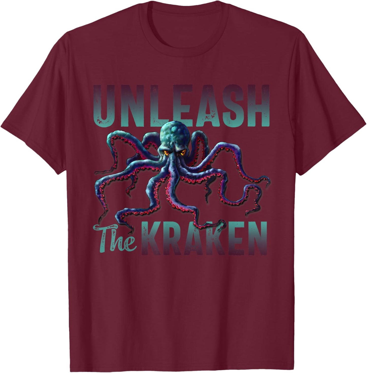 Kraken Vintage Unleash the Giant Kraken T-Shirt - T-Shirt | Maroon