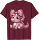 Coquette Bow Triceratops Dinosaur Women Mom Girl Pink Ribbon T-Shirt - T-Shirt | Maroon