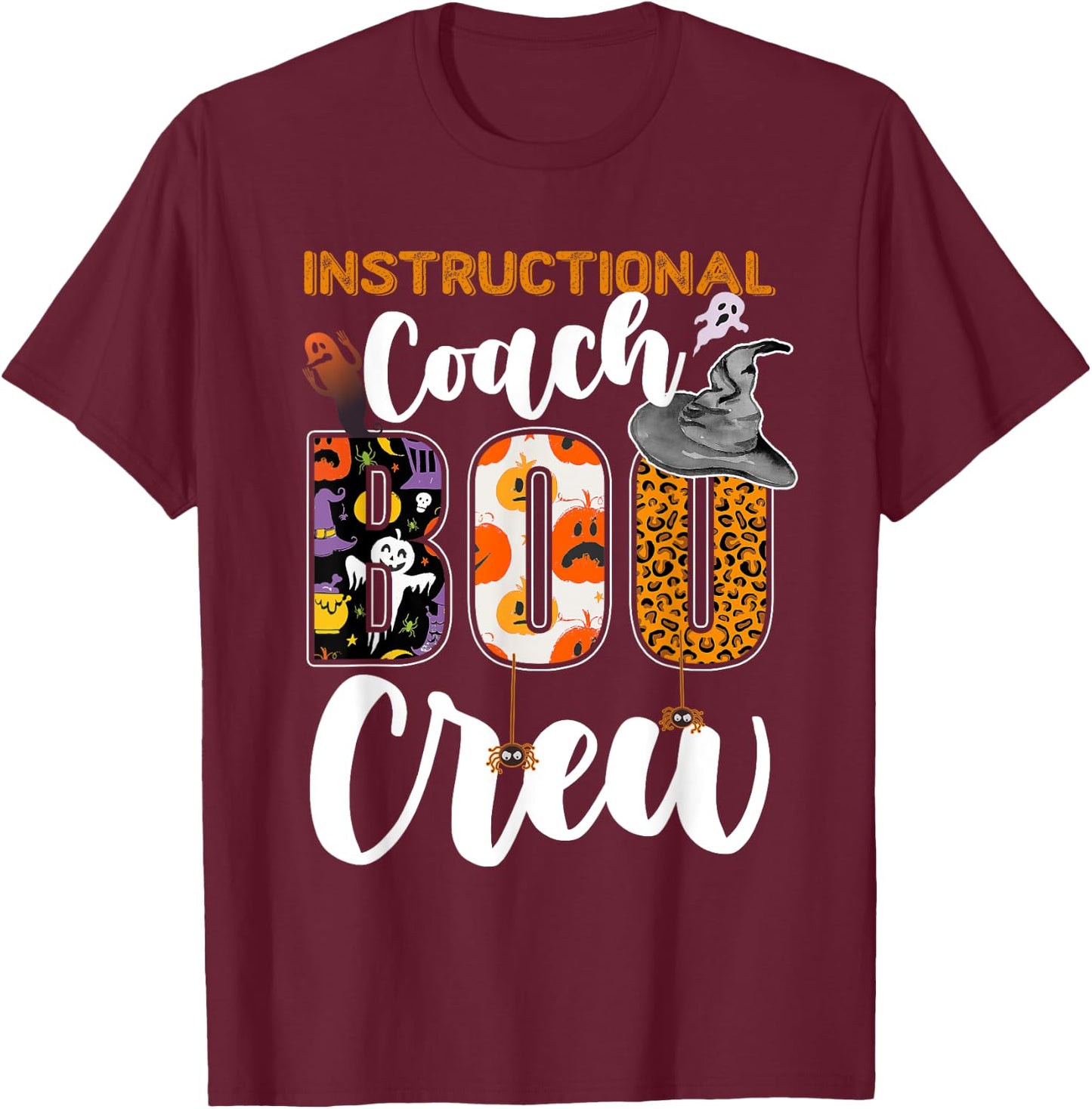 Instructional Coach Boo Crew Halloween Matching Funny T-Shirt - T-Shirt | Maroon