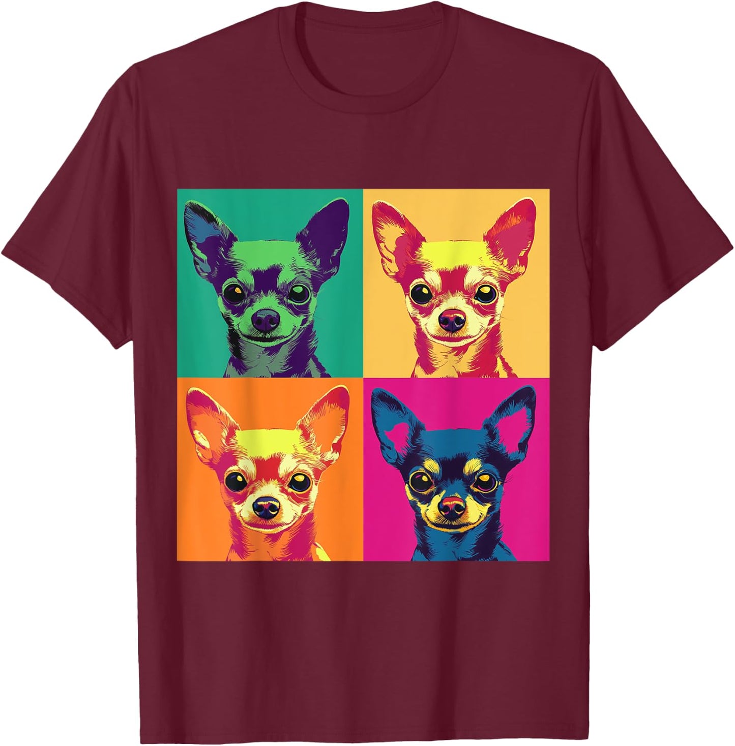 Artistic Design Chihuahua T-Shirt - T-Shirt | Maroon