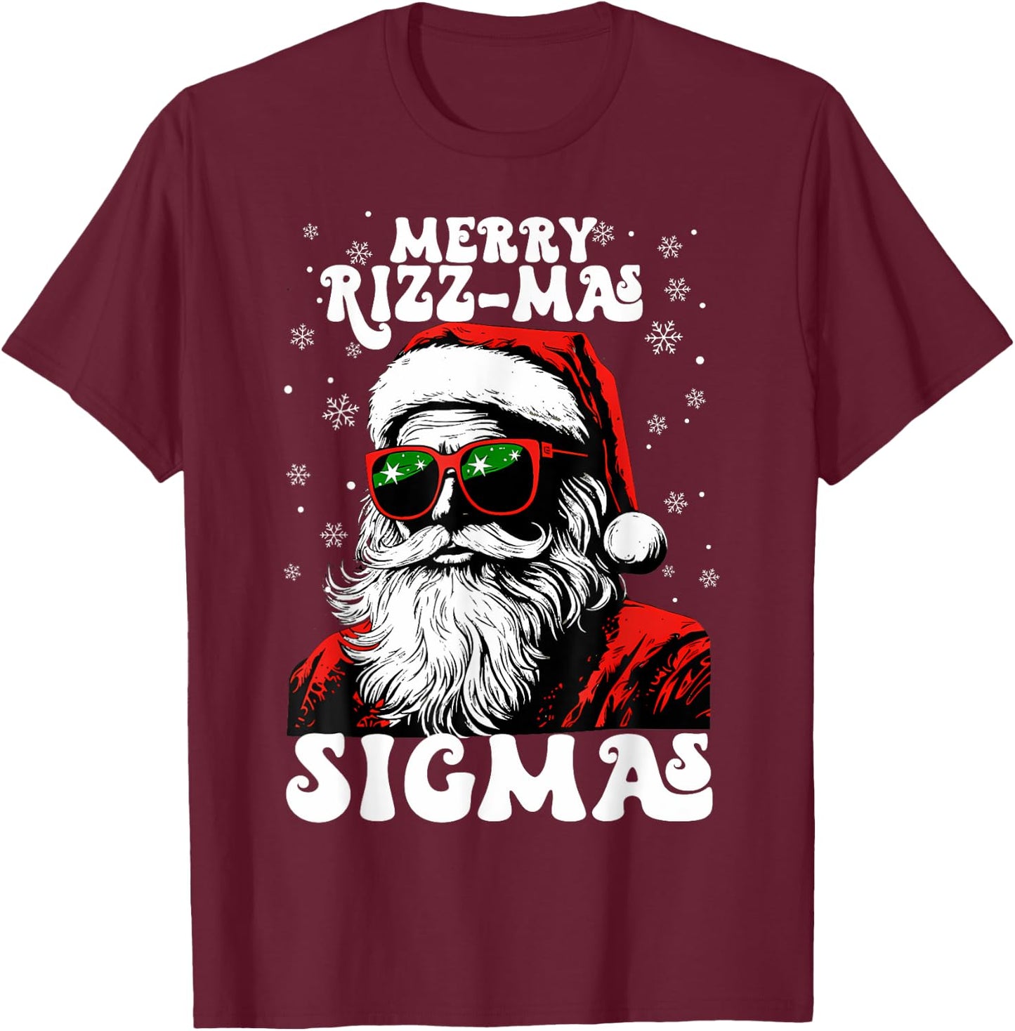 Merry Rizz Mas Sigmas Funny Gen Alpha X-Mas Santa Christmas T-Shirt - T-Shirt | Maroon