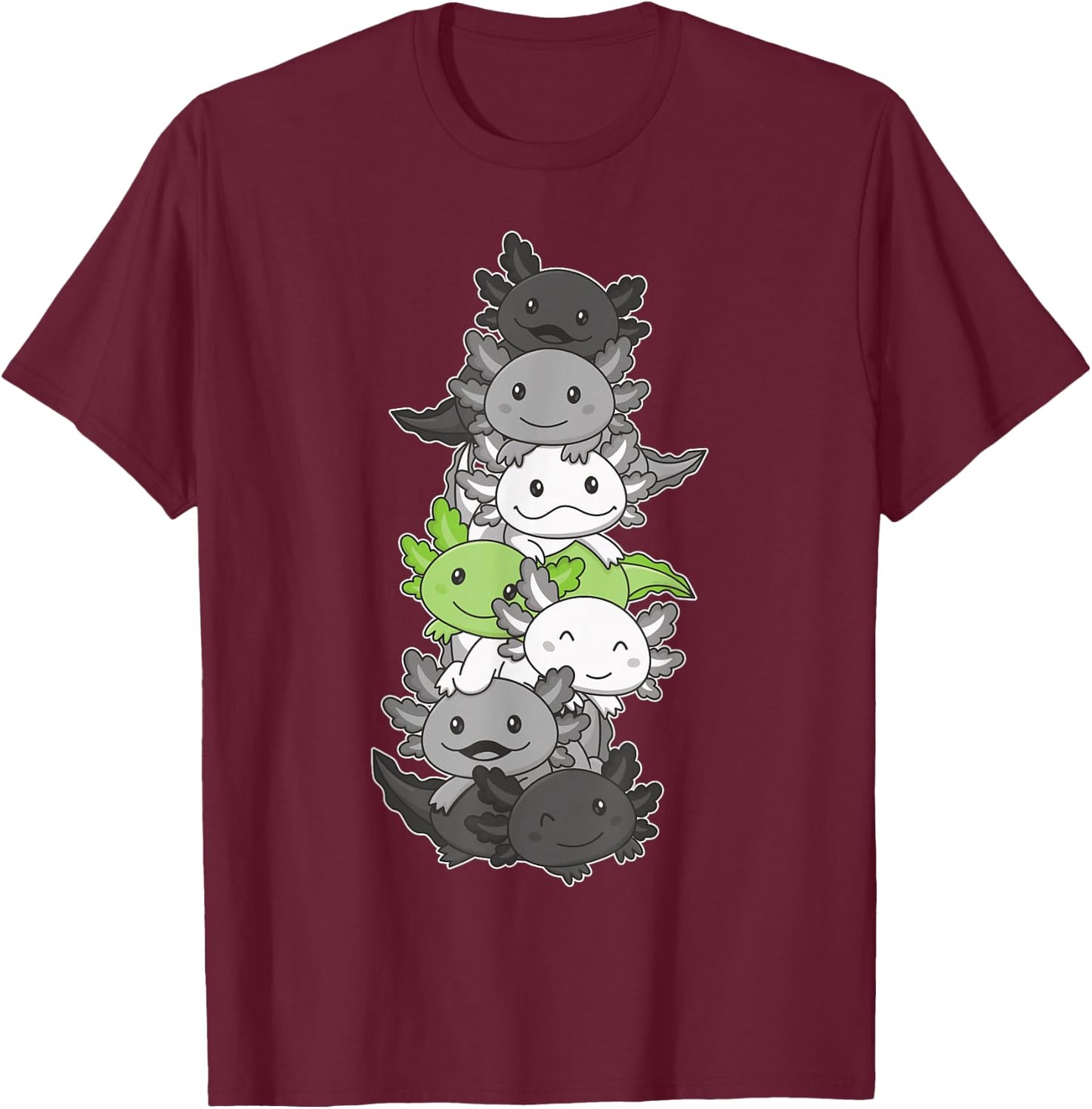 Agender Pride Month LGBTQ Agender Axolotl Flag T-Shirt - T-Shirt | Maroon