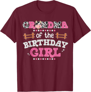 Grandma Of The Birthday Girl Farm Cow Lover Party Matching T-Shirt - T-Shirt | Maroon