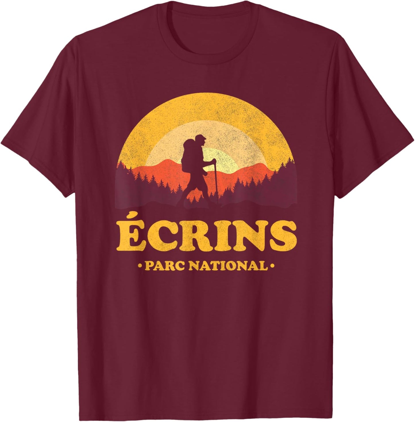 Écrins Parc National France - Paradise Hiking , Black, S T-Shirt - T-Shirt | Maroon