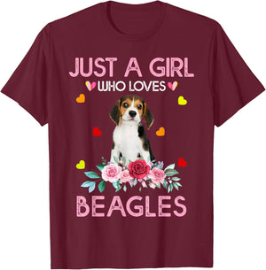 Beagle Dog Lover Just A Girl Who Loves Beagles T-Shirt - T-Shirt | Maroon