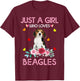 Beagle Dog Lover Just A Girl Who Loves Beagles T-Shirt - T-Shirt | Maroon