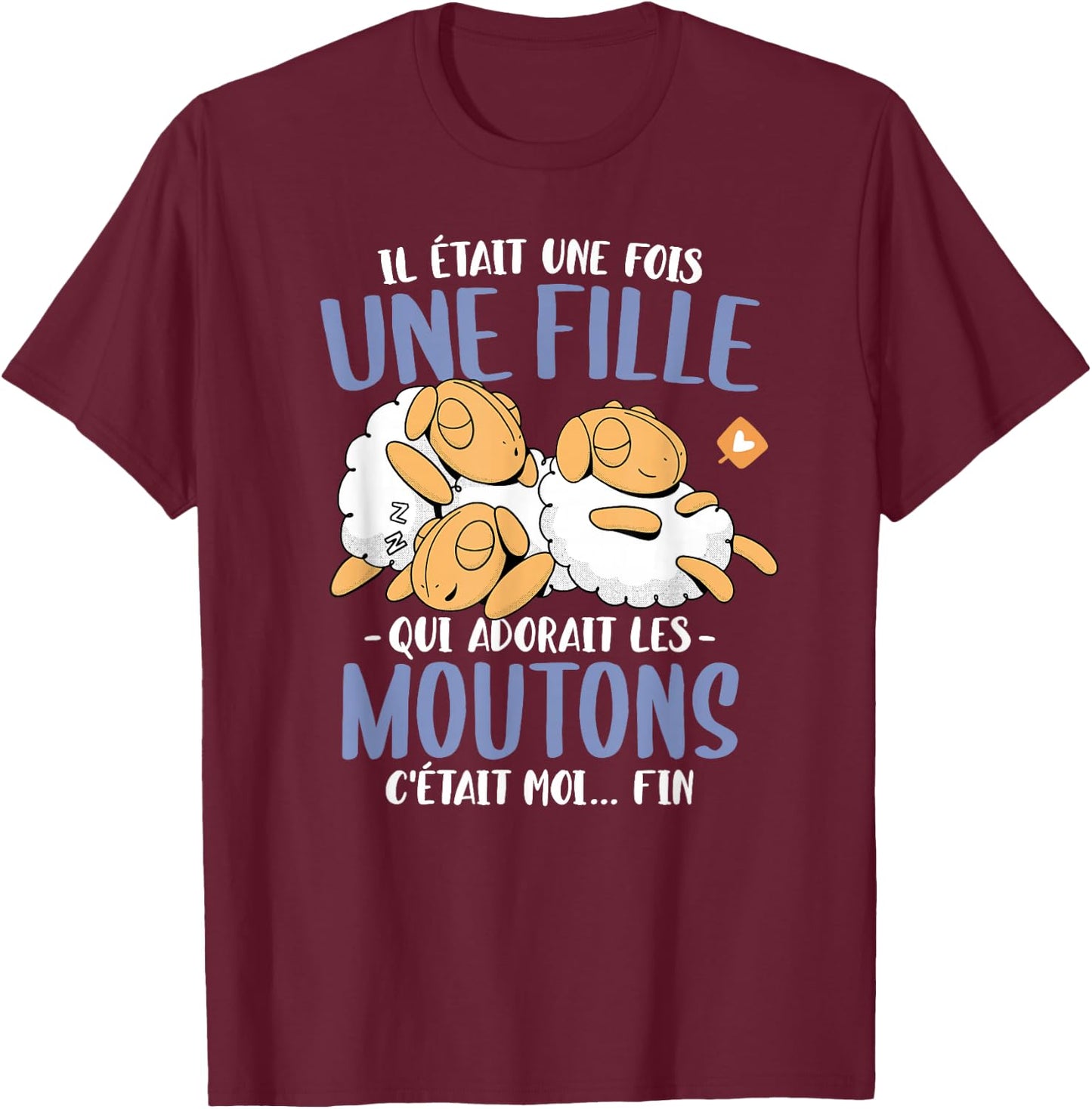 Mouton était une fois Femme Girl' Funny Sheep , Black T-Shirt - T-Shirt | Maroon
