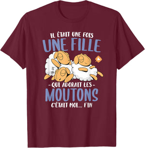 Mouton était une fois Femme Girl' Funny Sheep , Black T-Shirt - T-Shirt | Maroon