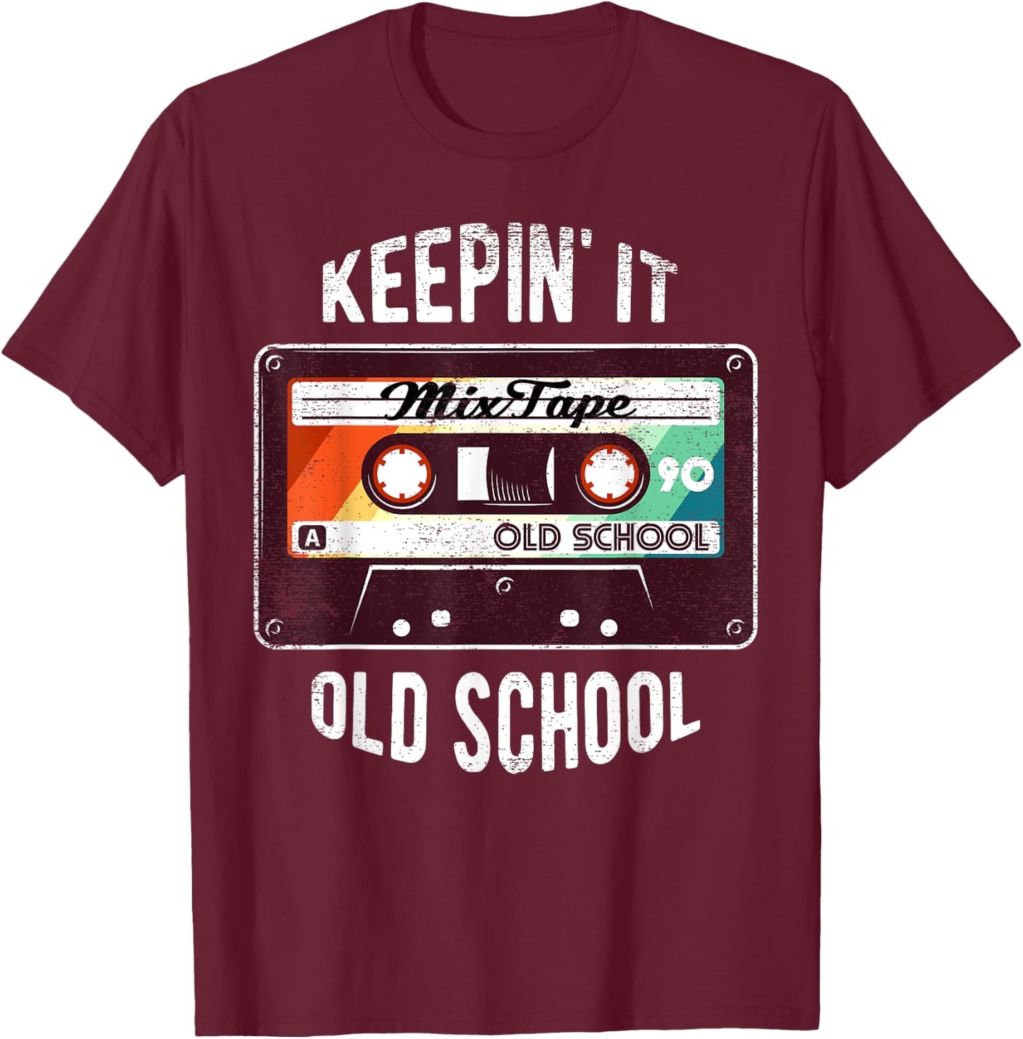 Old School Hip Hop 80s 90s Mixtape Graphic T Shirt T-Shirt - T-Shirt | Maroon