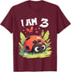 Kids 3 Years old 3 birthday Ladybugs Boy Girl Ladybug T-Shirt - T-Shirt | Maroon