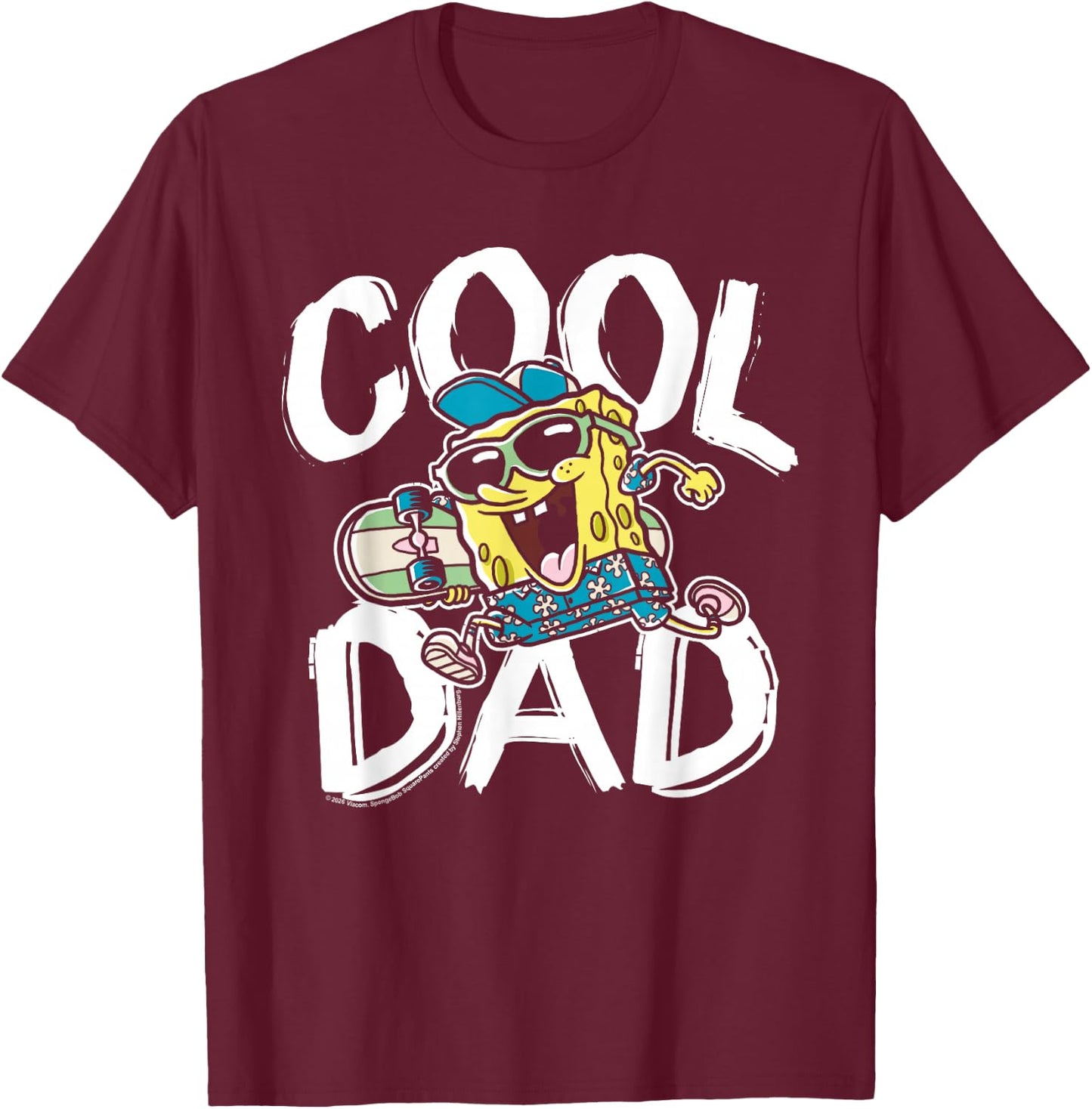 Spongebob Squarepants Father's Day Cool Dad T-Shirt - T-Shirt | Maroon