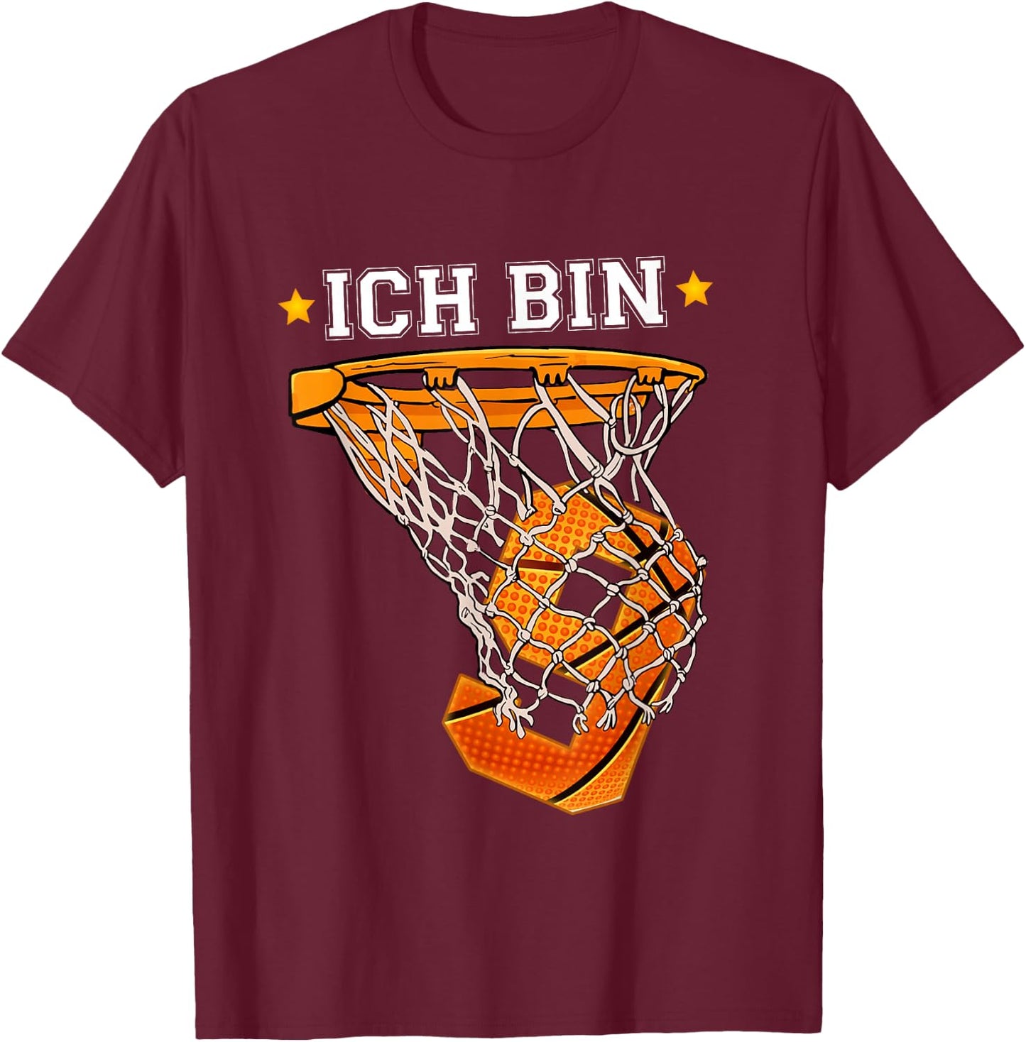 I Am 9 Basketball Boy Girl 9 Years 9th Birthday , black T-Shirt - T-Shirt | Maroon
