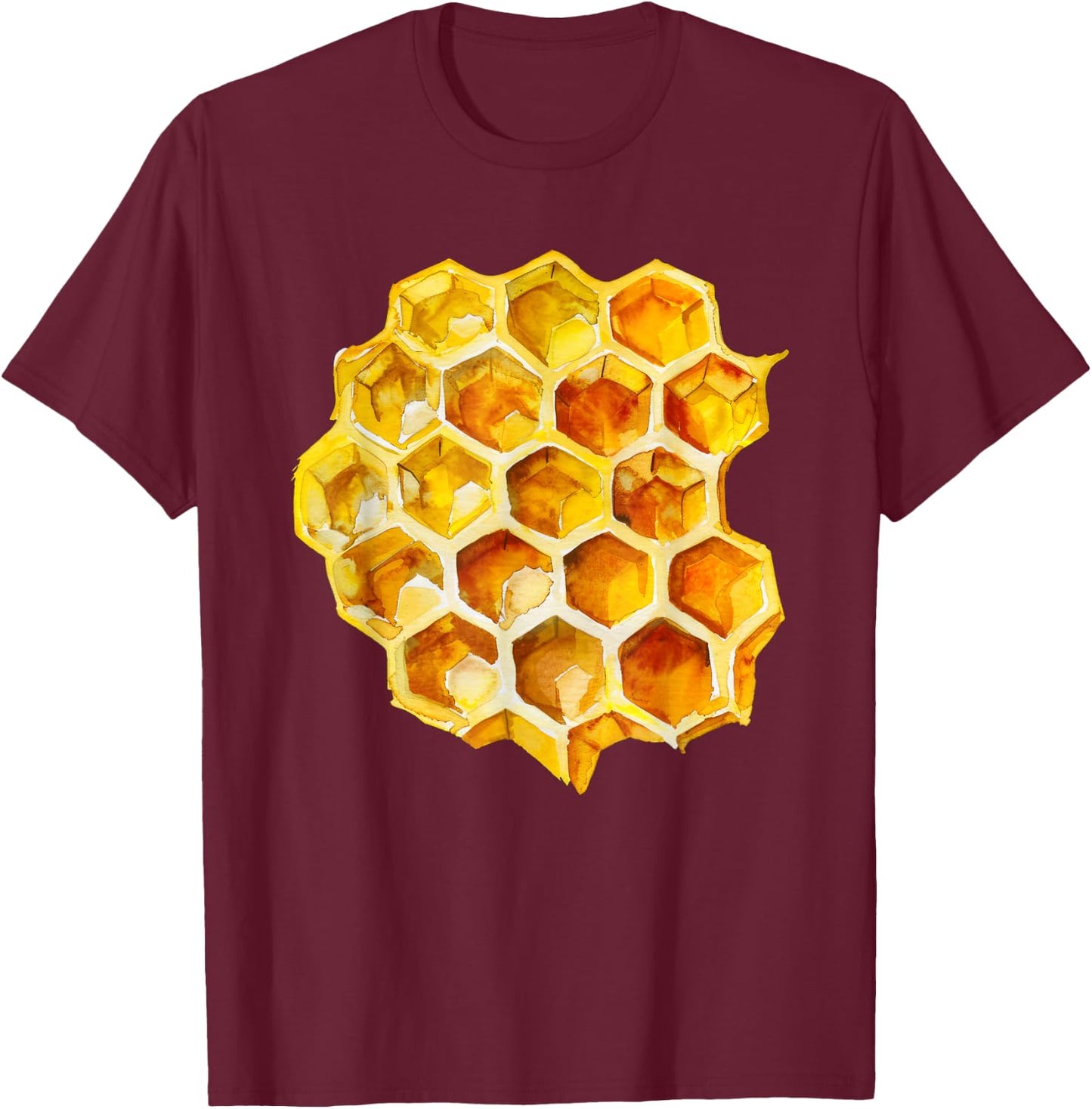 Honeycomb Hexagon T-Shirt - T-Shirt | Maroon