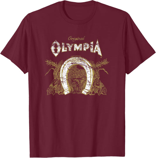 Olympia Vintage Style - Pale Logo T-Shirt - T-Shirt | Maroon