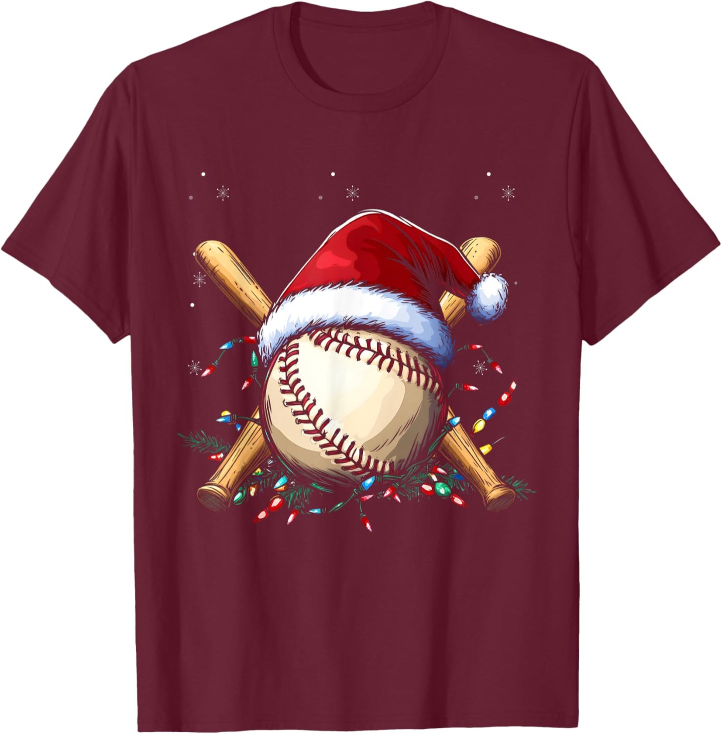 Santa Sports Design Boys Christmas Baseball Player T-Shirt - T-Shirt | Maroon