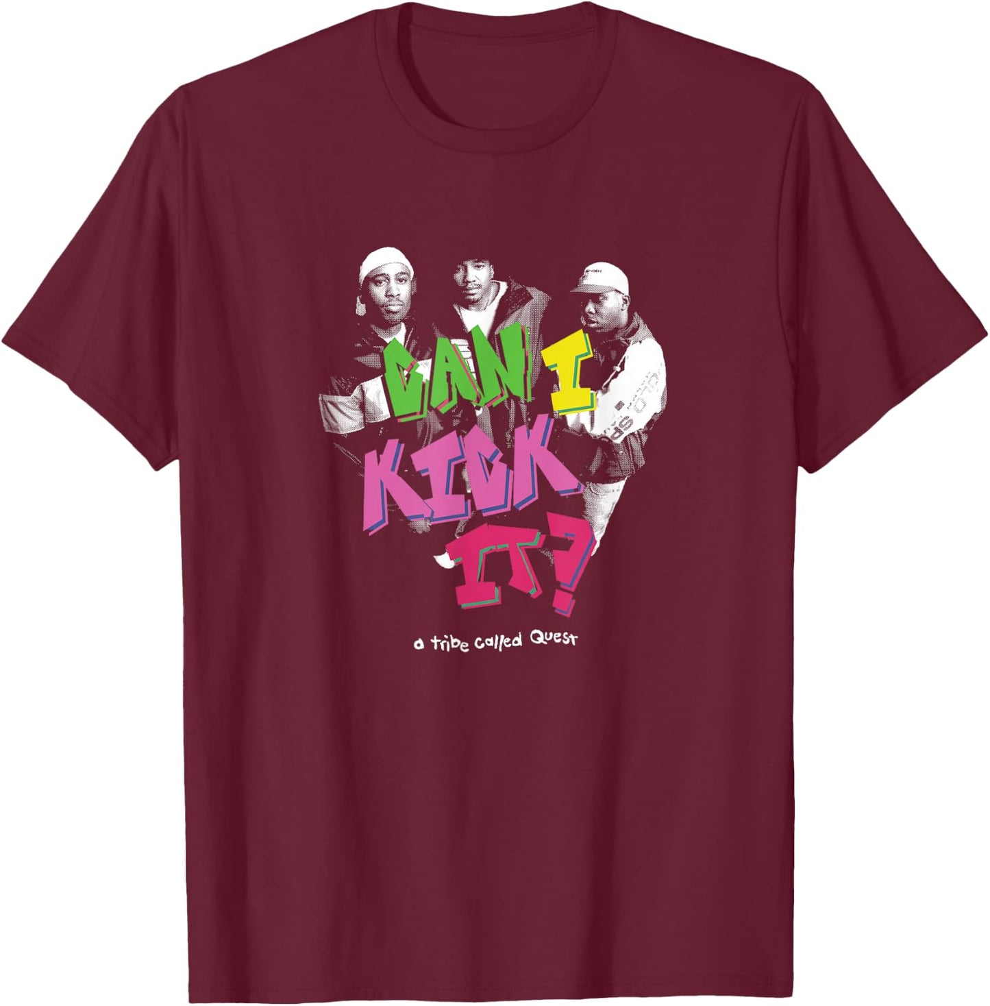 A Tribe Called Quest Can I Kick It? -Adults , Black, Small, Short Sleeve T-Shirt - T-Shirt | Maroon