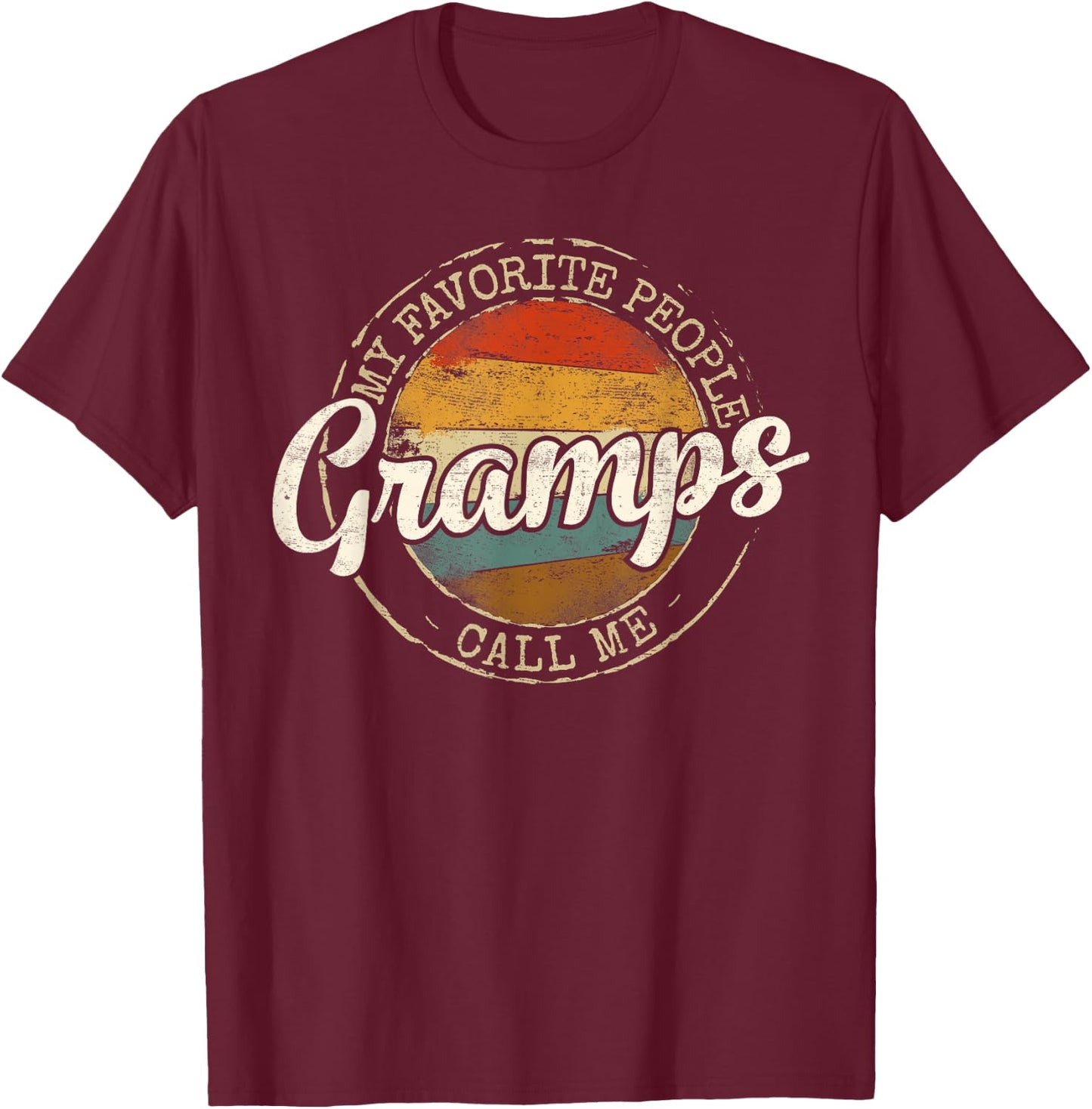 My Favorite People Call Me Gramps Vintage Stamp Fathers Day T-Shirt - T-Shirt | Maroon