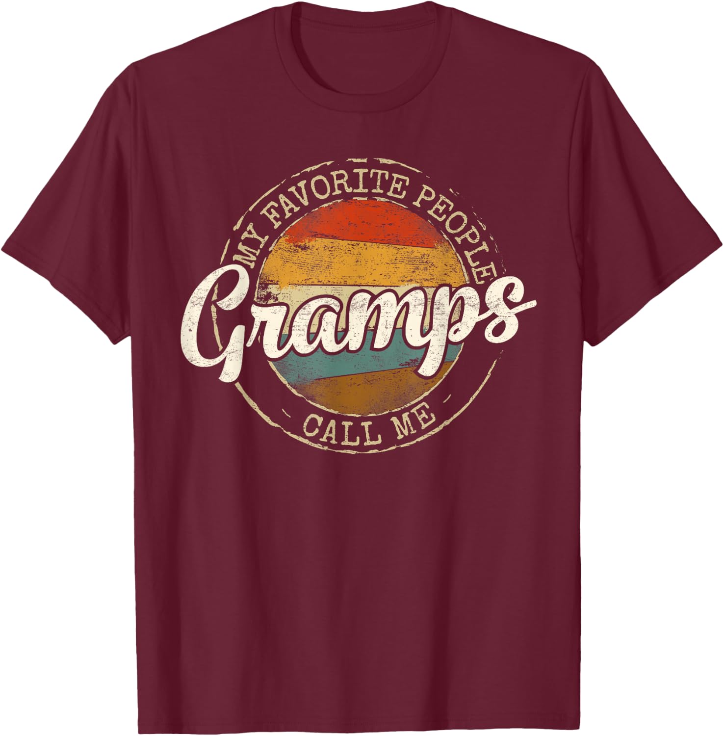 My Favorite People Call Me Gramps Vintage Stamp Fathers Day T-Shirt - T-Shirt | Maroon