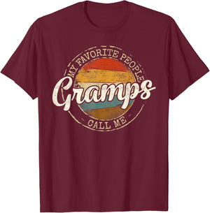 My Favorite People Call Me Gramps Vintage Stamp Fathers Day T-Shirt - T-Shirt | Maroon