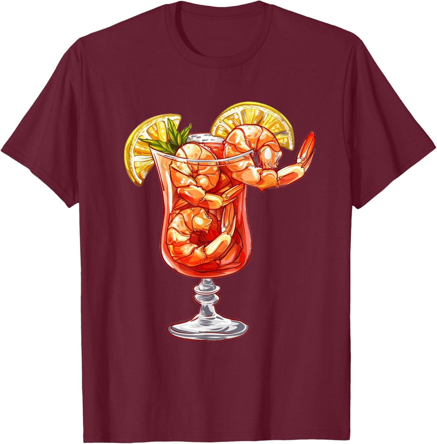 Shrimp Cocktail On A Pedestal T-Shirt - T-Shirt | Maroon