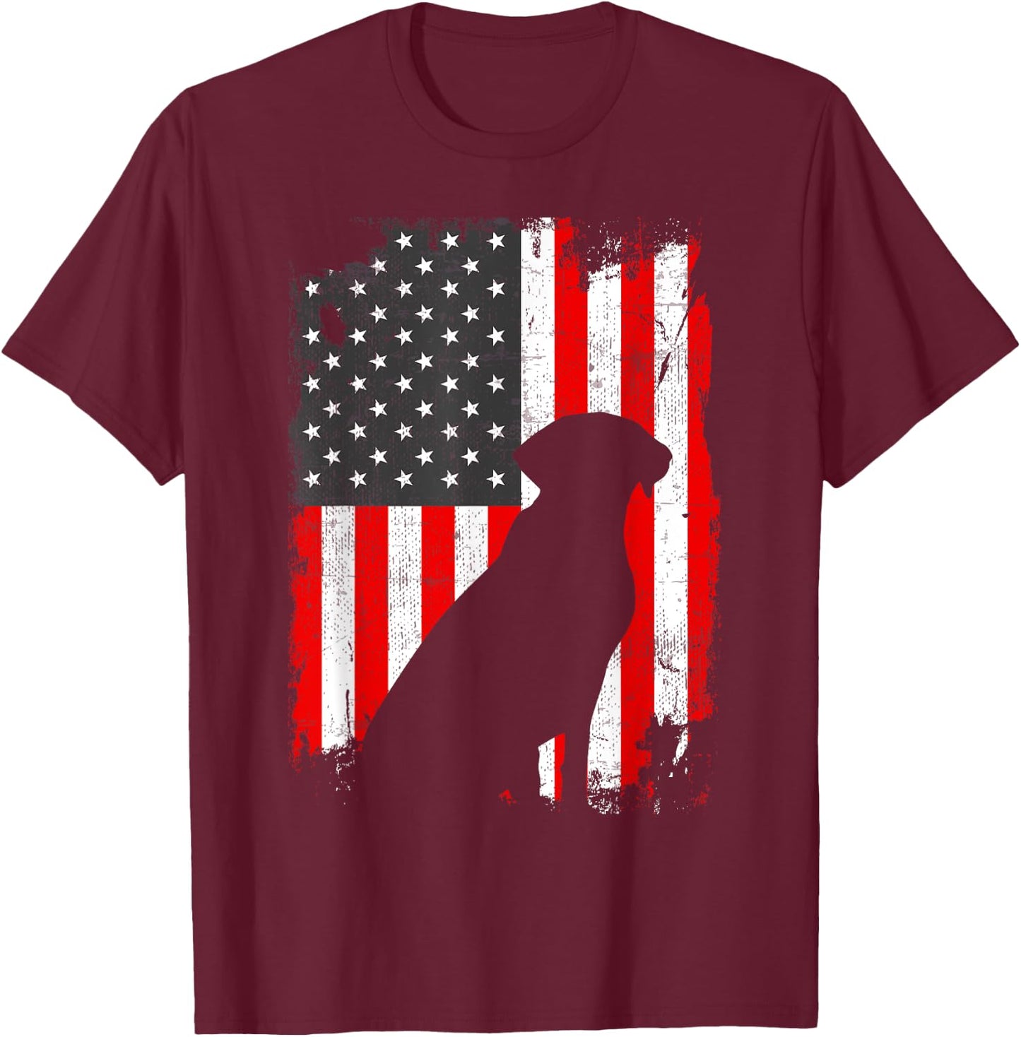 Black Lab USA Flag, Patriotic for Dog Owners T-Shirt - T-Shirt | Maroon