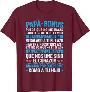 Bonus Papa , Happy Father's Day Clothing, Stepdad T-Shirt - T-Shirt | Maroon