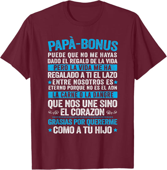 Bonus Papa , Happy Father's Day Clothing, Stepdad T-Shirt - T-Shirt | Maroon