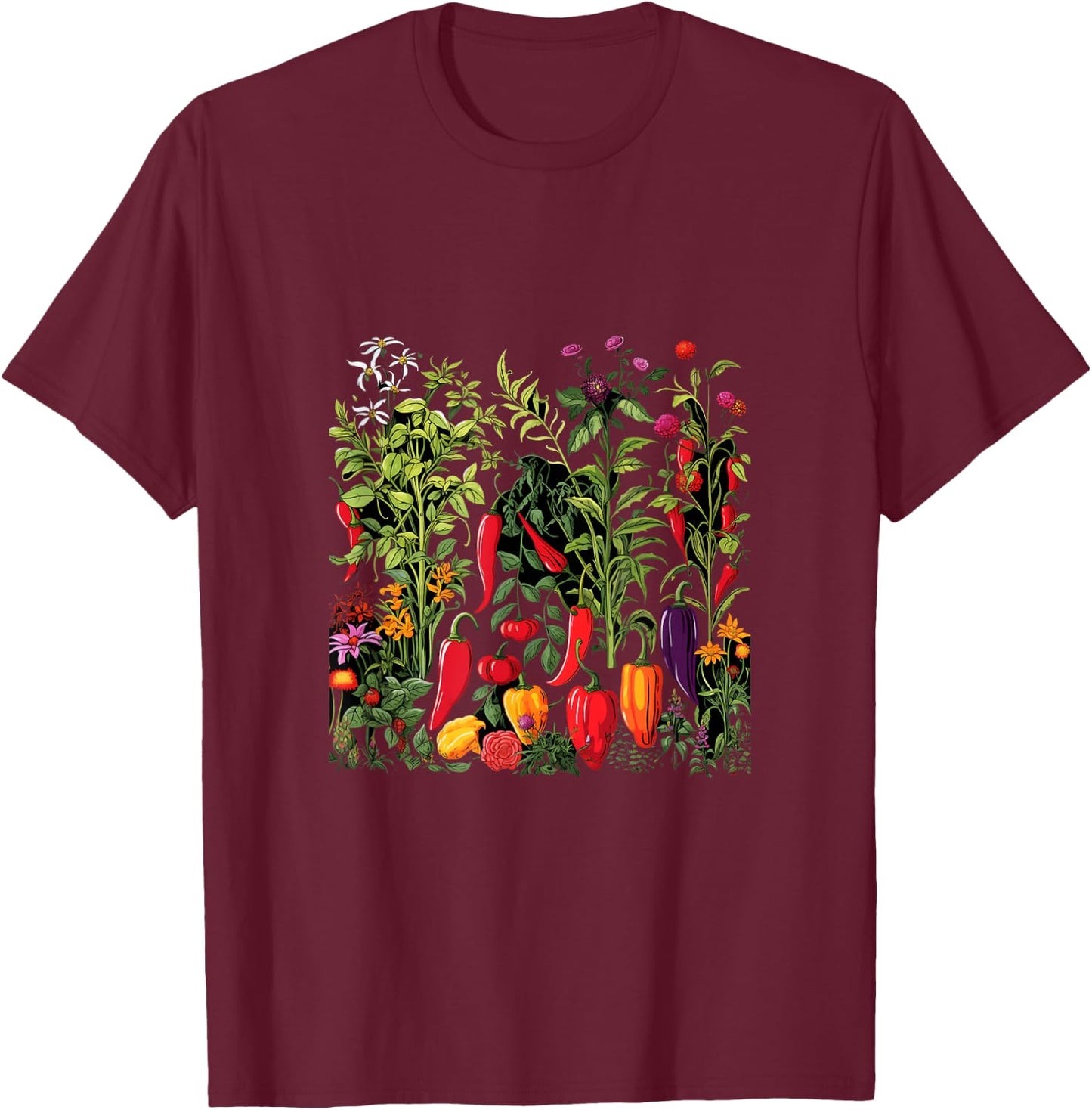 Chili Hot Pepper Plants Chillis Garden Spicy Pepper T-Shirt - T-Shirt | Maroon