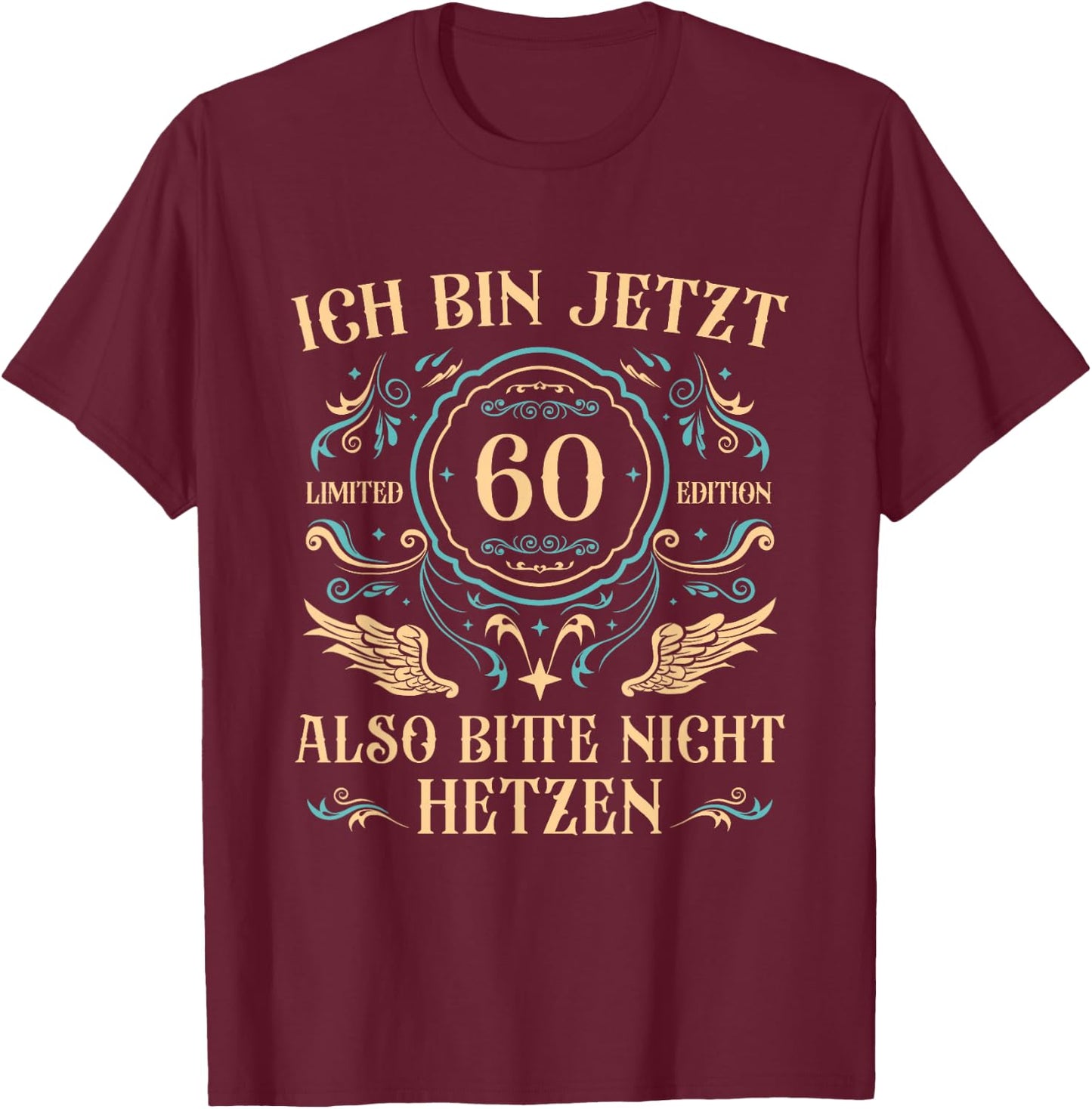 Men's 60 Years Old 60s Dad 60th Birthday , black T-Shirt - T-Shirt | Maroon