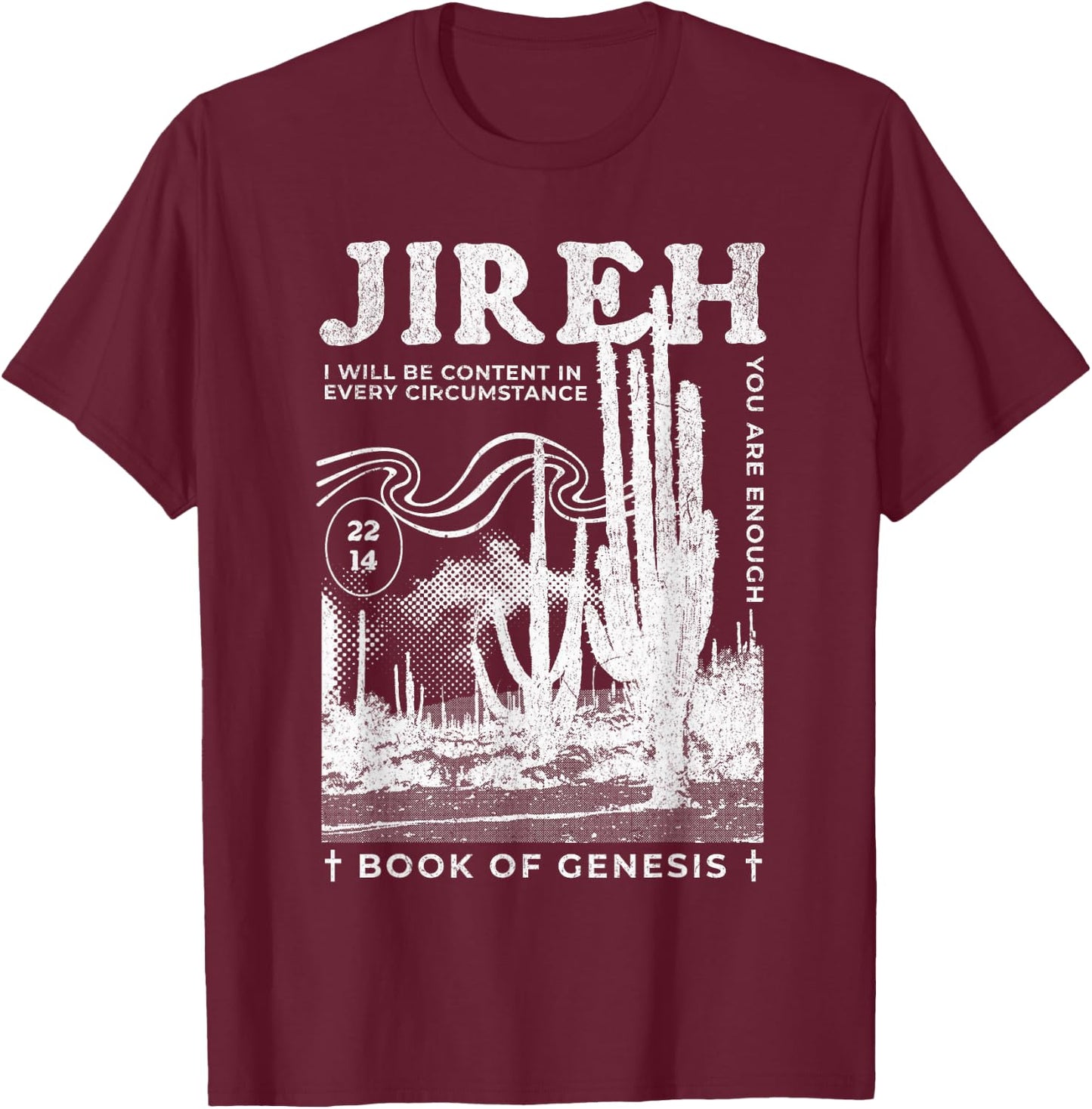 Jireh You Are Enough Boho Trendy Bible Verse Christian T-Shirt - T-Shirt | Maroon