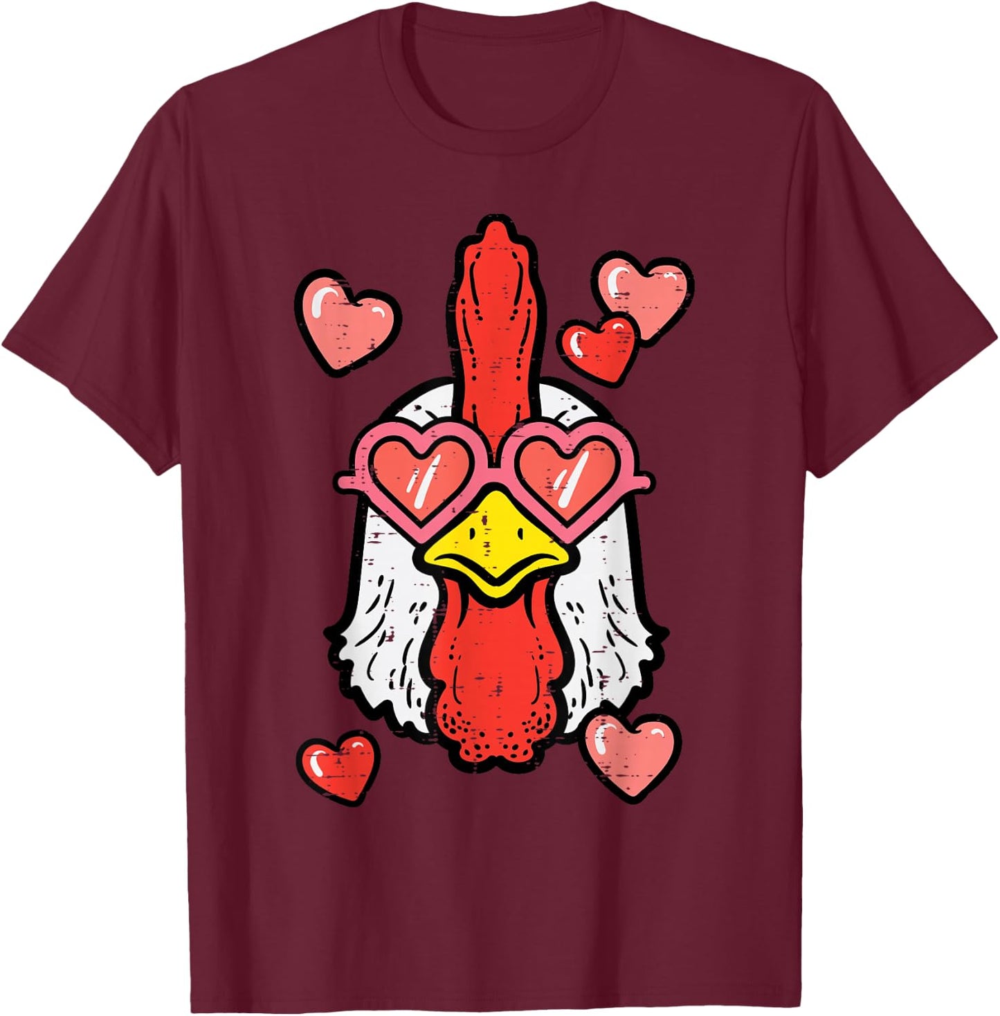 Valentines Day Chicken Hearts Cute Farm Women Girls Kids T-Shirt - T-Shirt | Maroon